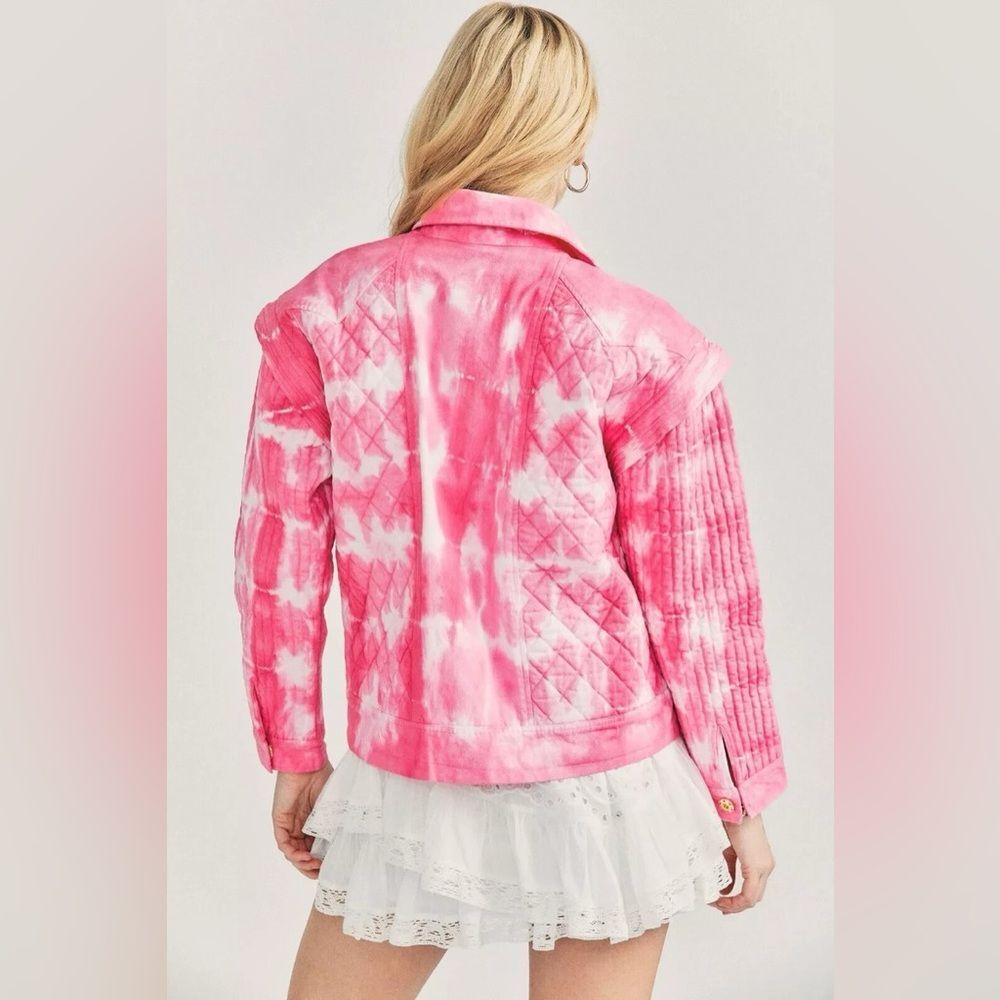 LoveShackFancy Adelaide Quilted Jacked | Medium | Hibiscus - Picture 2 of 8